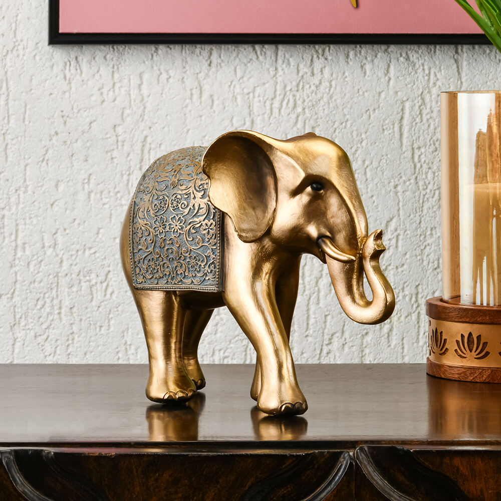 Antiqued Brass Indian Elephant Theme 3-Hook Coat Rack - Helpful