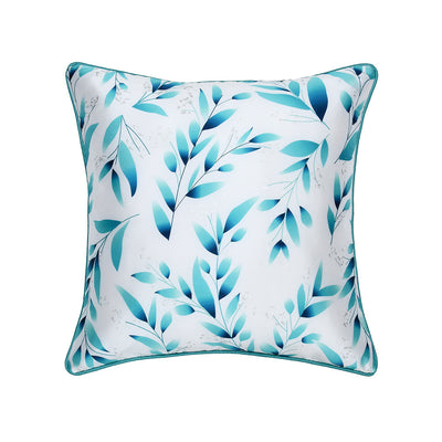 Amelia Floral Dupion Fabric 16" x 16" Cushion Cover (White & Blue)