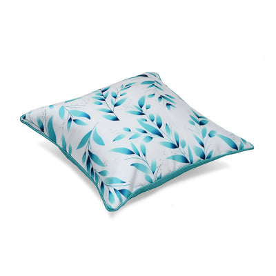 Amelia Floral Dupion Fabric 16" x 16" Cushion Cover (White & Blue)