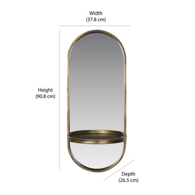 Oval Decorative Wall Mirror With Shelf (Antique Gold)