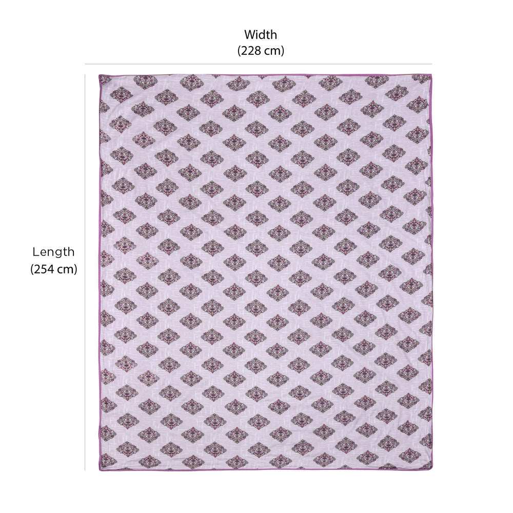 Floral Printed Cotton Double Bed Dohar (Purple)
