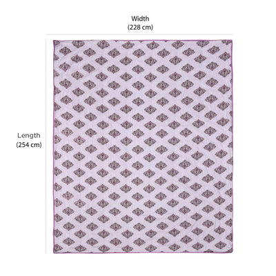 Floral Printed Cotton Double Bed Dohar (Purple)