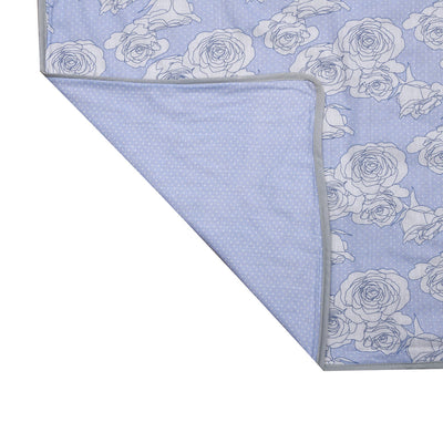 Floral Printed Cotton Double Bed Dohar (Blue)