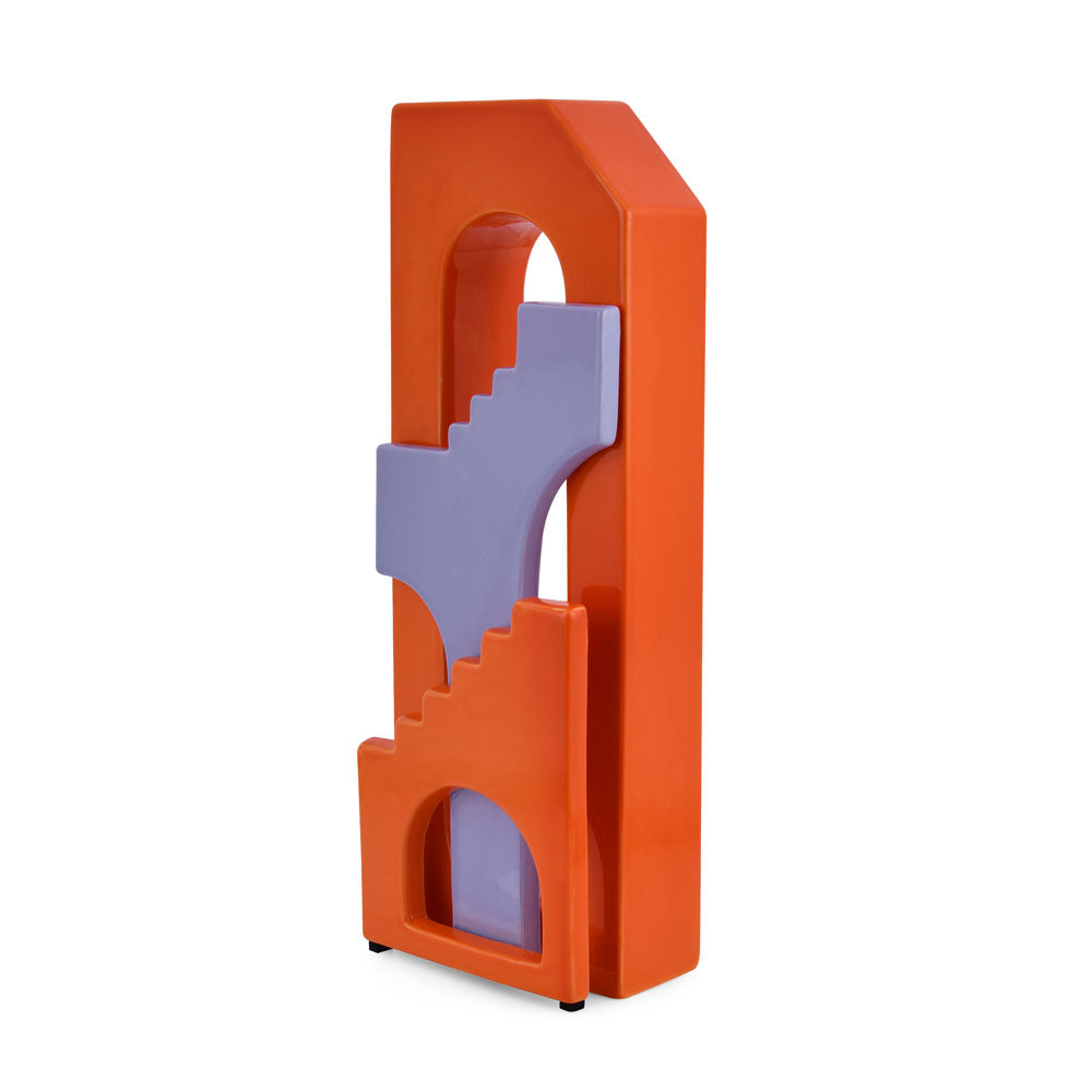 Decorative Arch Stairs Design Dolomite Vase (Orange & Purple)