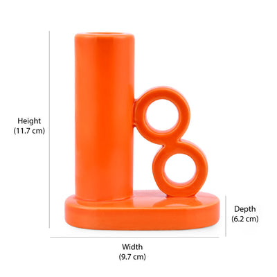 Dual Ring Dolomite Taper Candle Holder (Orange)