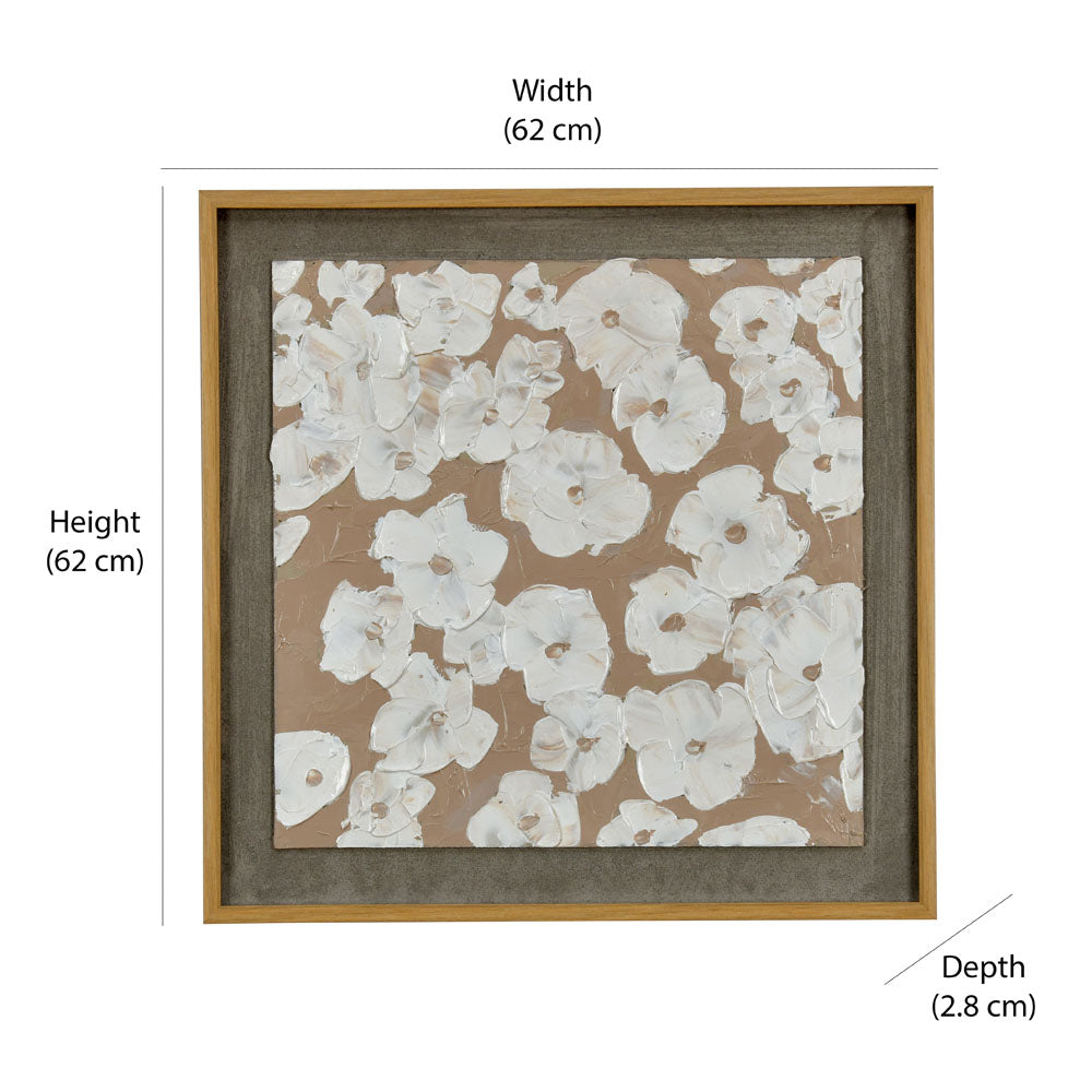 Flower Texture Canvas Wall Painting (White & Beige)