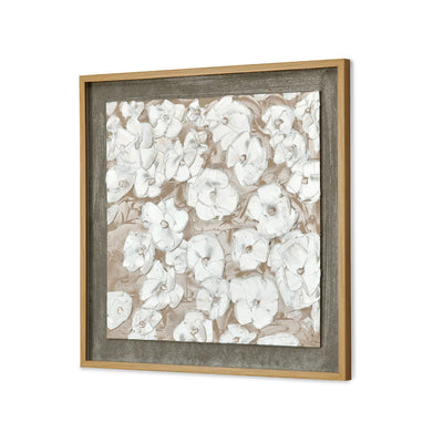 Flower Texture Canvas Wall Painting (White & Beige)