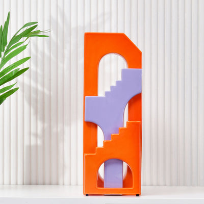 Decorative Arch Stairs Design Dolomite Vase (Orange & Purple)