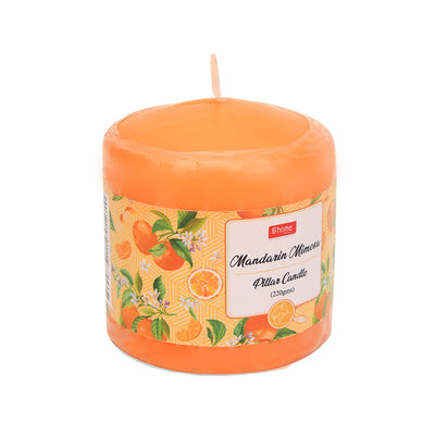 Mandarin Mimosa Scented Wax Pillar Candle (7 cm, Orange)