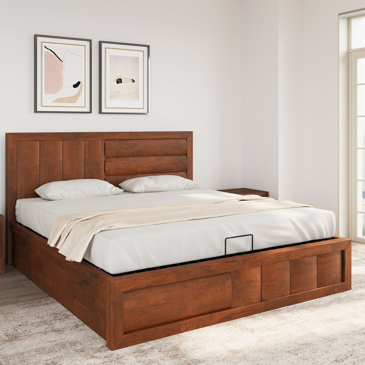 Buy Gladiator Queen Bed With Hydraulic Storage (Brown)Online- At Home ...
