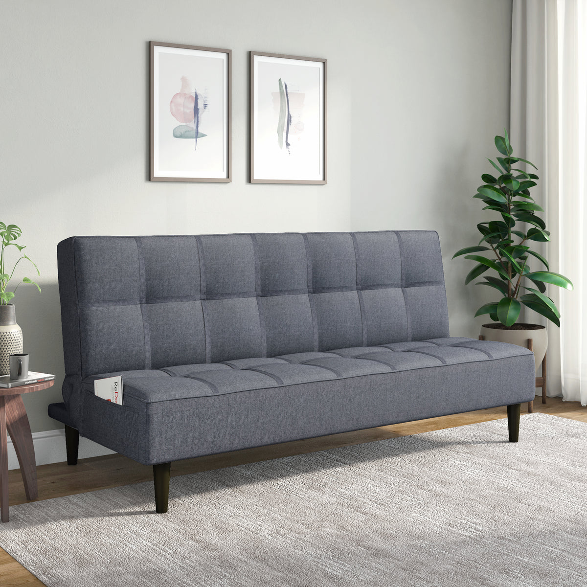 Buy Frisco 3 Seater Fabric Sofa Cum Bed With Side Pocket Online| At ...