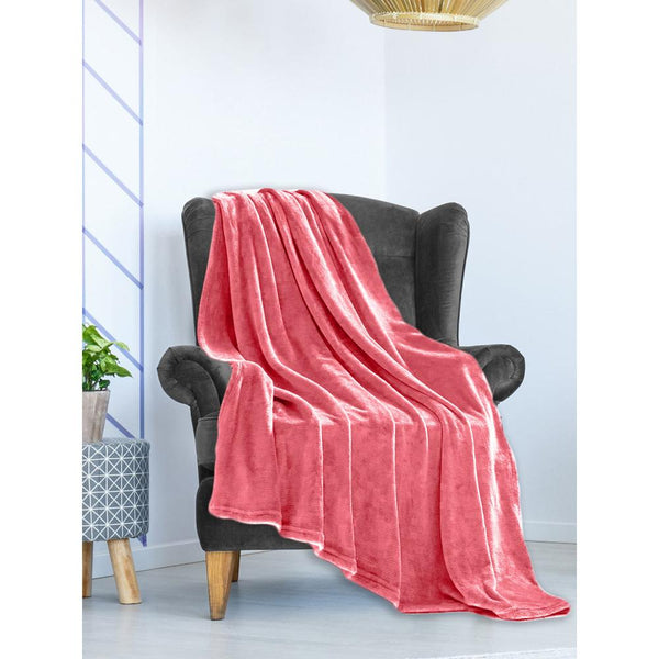 Arliss Solid Polyester Single Blanket (Coral)