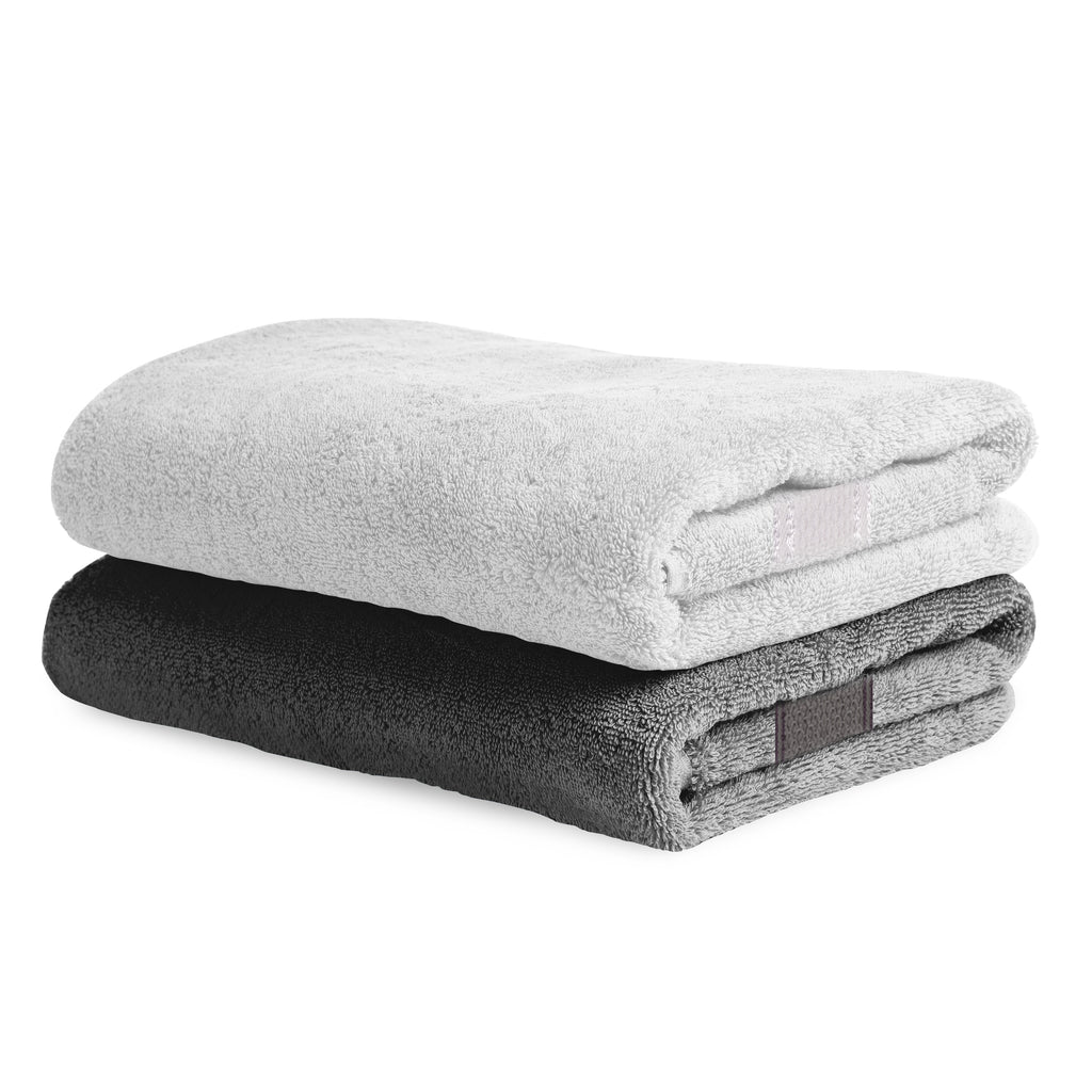 Aquacado 68 x 136 cm Bath Towel Set of 2 Charcoal Grey & Onion
