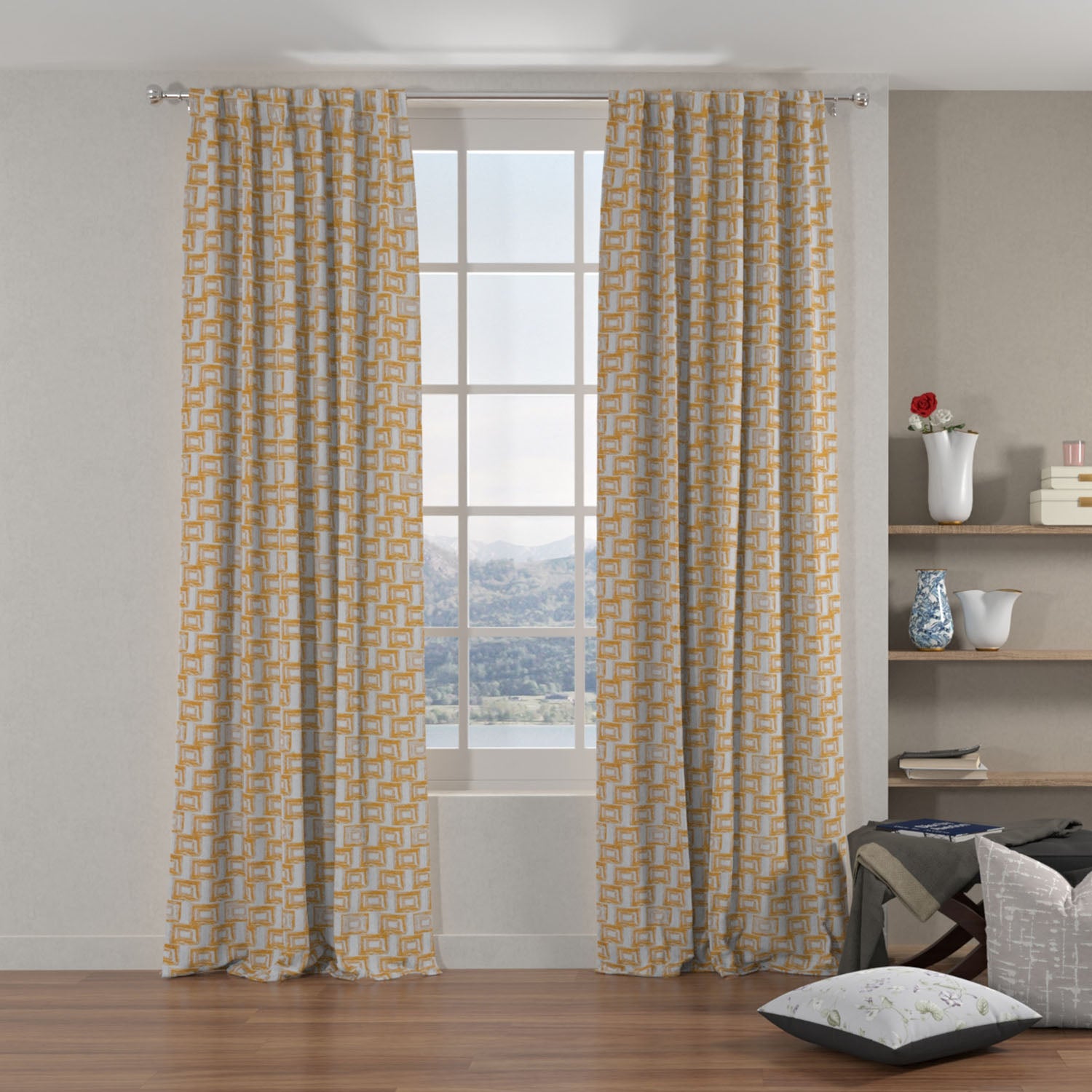 152 Cms Solid 2N Semi Blackout Curtains For Windows Beige