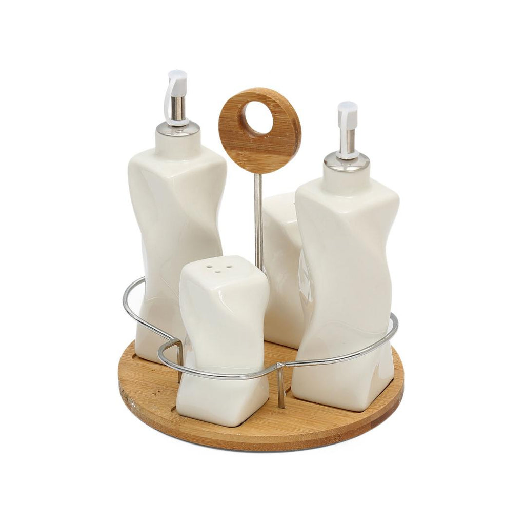 Buy Cruet 5 Pieces with Tray (White) Online Home by Nilkamal