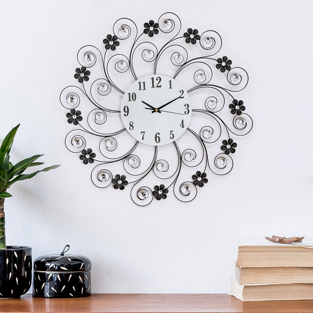 Buy Twigs Crystal Wall Clock, Black Online- @Home by Nilkamal