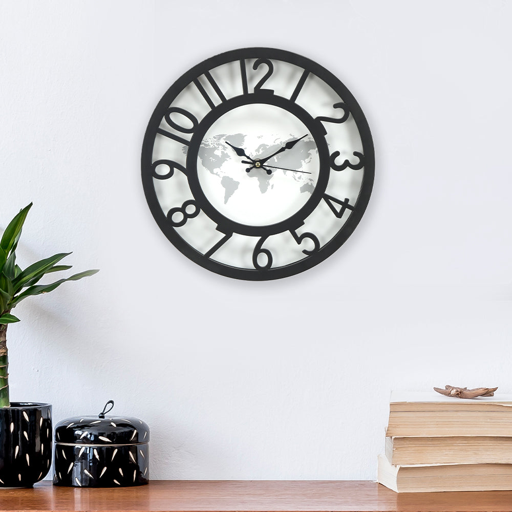 Buy World Map Wall Clock (Black) Online- @Home by Nilkamal