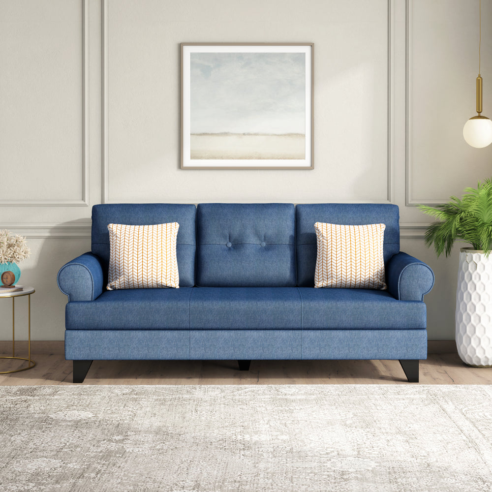 Velma 3 Seater Fabric Sofa With Cushion (Blue) - santellifestyle.com