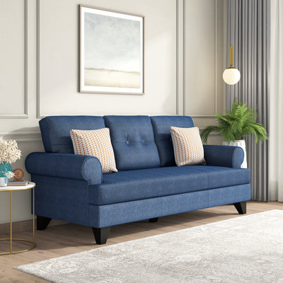 Buy Velma 3 Seater Fabric Sofa With Cushion (Blue) Online| At-home ...