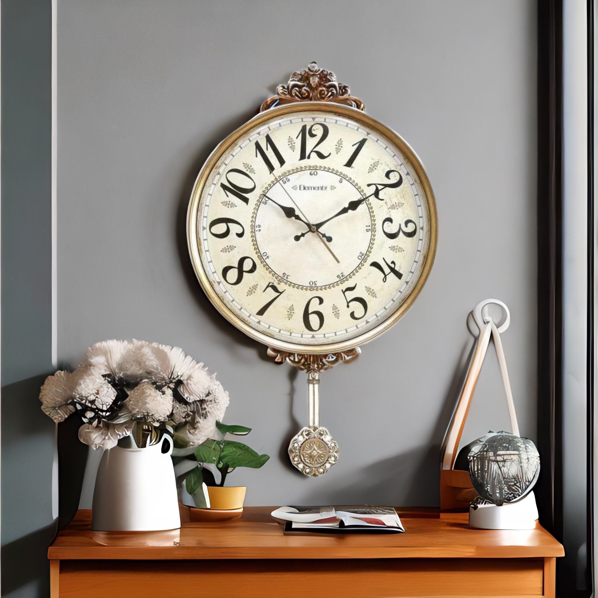 Buy Pendulum Wall Clock (Gold) Online- @Home by Nilkamal