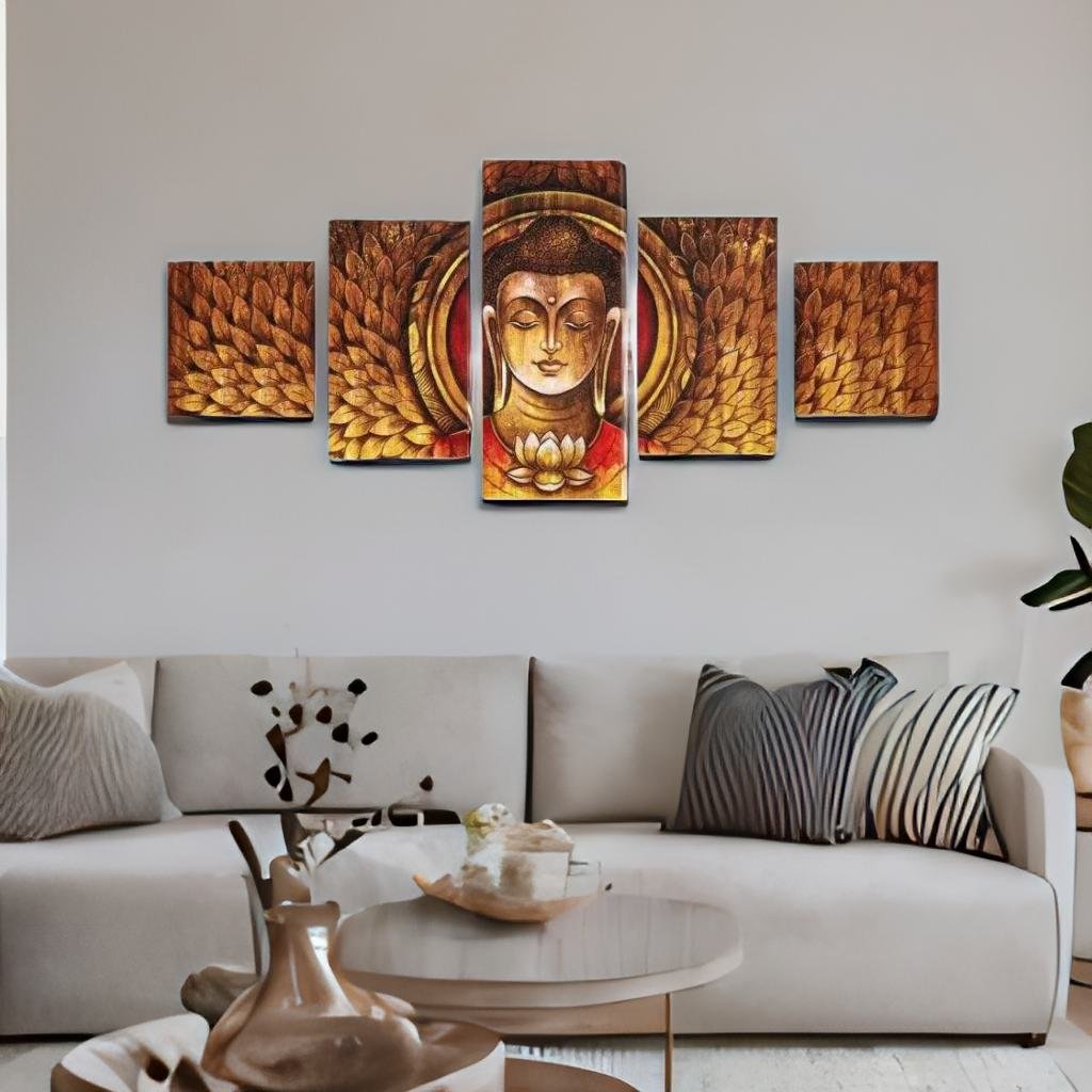 Buy Buddha Mukh Round Painting With 5 Panel (Brown) Online- At Home by  Nilkamal